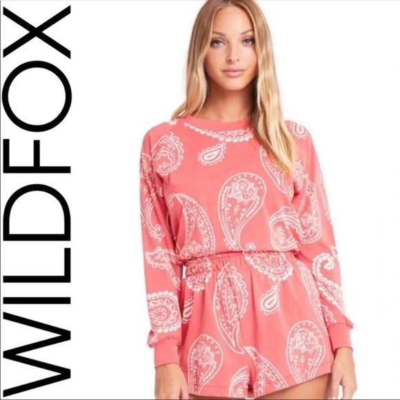 Wildfox Tops - Wildfox Coral Western Paisley Print Sweatshirt Top